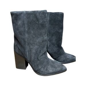 Nine West Chaye Slouch Booties – Black Suede – Pointed Toe - NEW (No box)